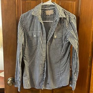 Womens black and white buffalo plaid shirt Small